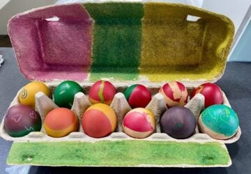 A dozen decorated eggs for Easter