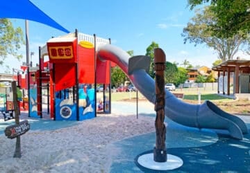 Climbing pirate ship structure, playground