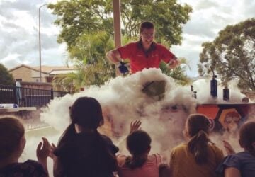 Street Science parties exciting science experiment.