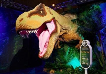 Jurassic World by brickman lego event image of lego trex made from lego.