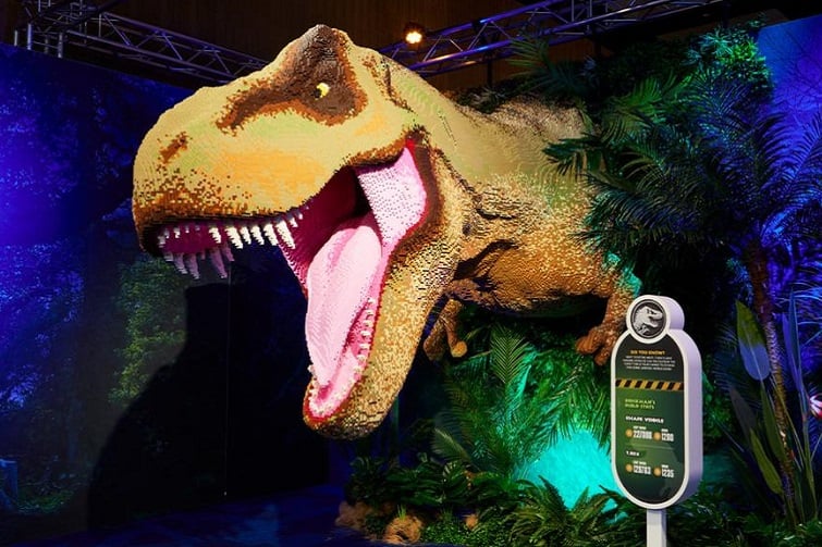 Jurassic World by brickman lego event image of lego trex made from lego.