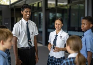 Brisbane Adventist College group of students various ages.