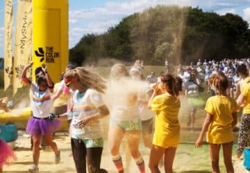 kids in a colour run, colour run fundraiser at school