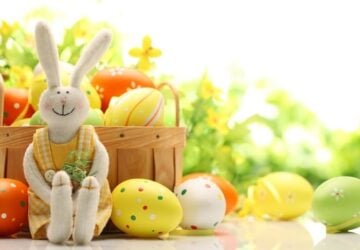 easter bunny and easter eggs