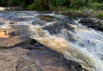 The waterfall at Gardners Falls in Maleny.