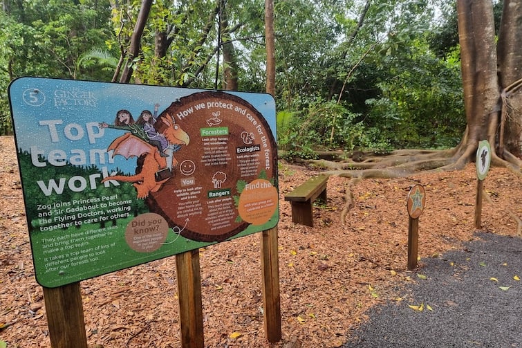 Zog trail signs at The Ginger Factory. 