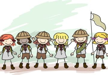 girls guides lined up in a line