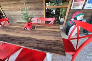 Outdoor seating at Granite Belt Christmas Farm.