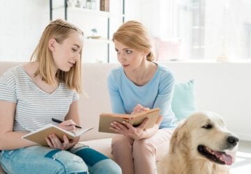 parent talking to child about dropping out of high school