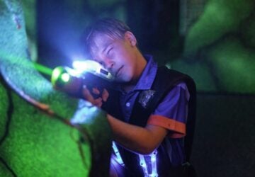 Laserzone boy with lasertag lasergun.