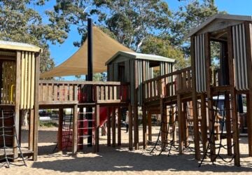 Wooden fort at Lota Park.