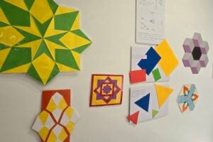 Colourful displays on the wall at The Mathema Gallery.