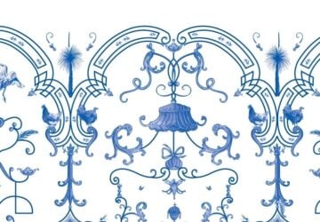 Natalya Hughes the castle of tarragindi event image of blue and white artwork.