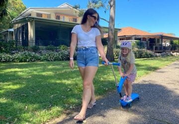 Riding Ookkie smiling