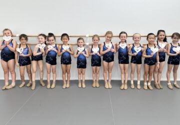 Radiance Dance group of young smiling ballerinas.