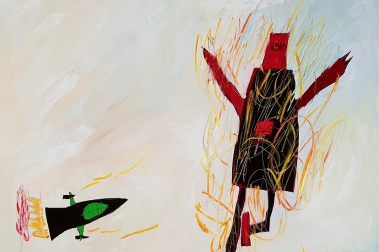 Robot attack artwork.