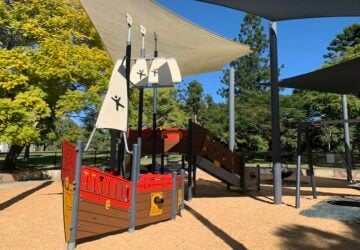 Pirate ship playground at Sir John Chandler Park.