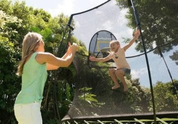 Child on trampoline