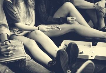 teen party games at a teenage birthday party in black and white.