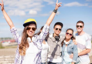Group of happy teenagers.