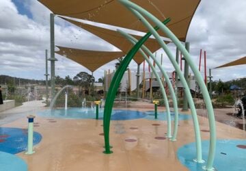 Splash pad at Whiterock Adventure Playground.