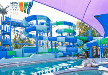 North Star gold award winner image of super slides and pools.