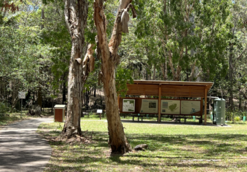 Cornubia Forest Park grassy area info board.